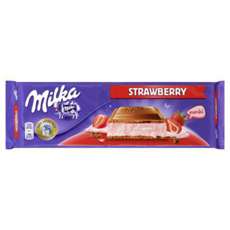 Milka X Large Strawberry — front of pack at Exotic Snaxx Chicago