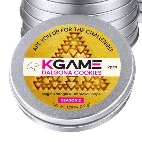 KGAME Dalgona Cookies Mega Triangle & Umbrella Season 2 Pcs — front of pack at Exotic Snaxx Chicago