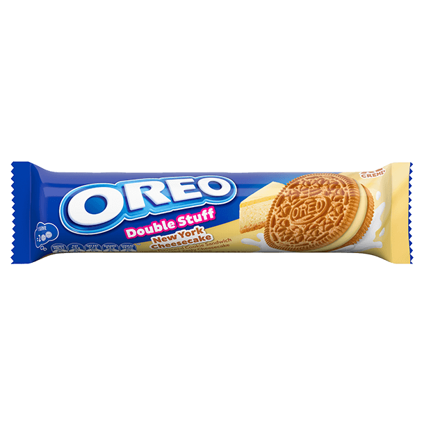Oreo Double Stuff New York Cheesecake t (131g) (Australia) — front of pack at Exotic Snaxx Chicago