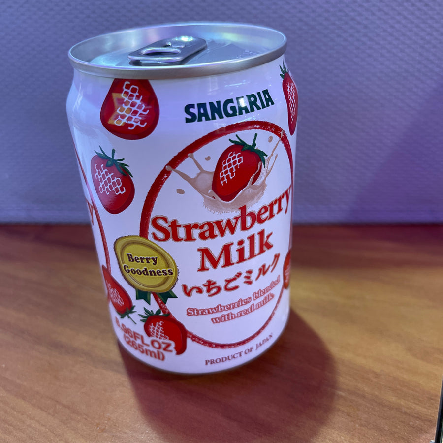 Sangaria Strawberry Milk – 6.4 fl oz (190 mL) (Product of Japan) — front of pack at Exotic Snaxx Chicago