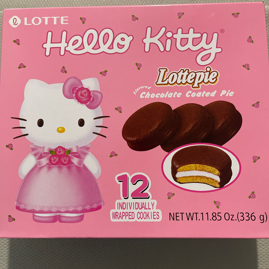 Lotte Hello Kitty Lottepie Chocolate Coated Pie (South Korea) — front of pack at Exotic Snaxx Chicago