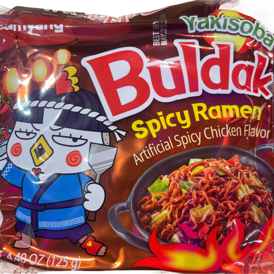 Buldak Yakisoba Ramen ( South Korea ) — front of pack at Exotic Snaxx Chicago