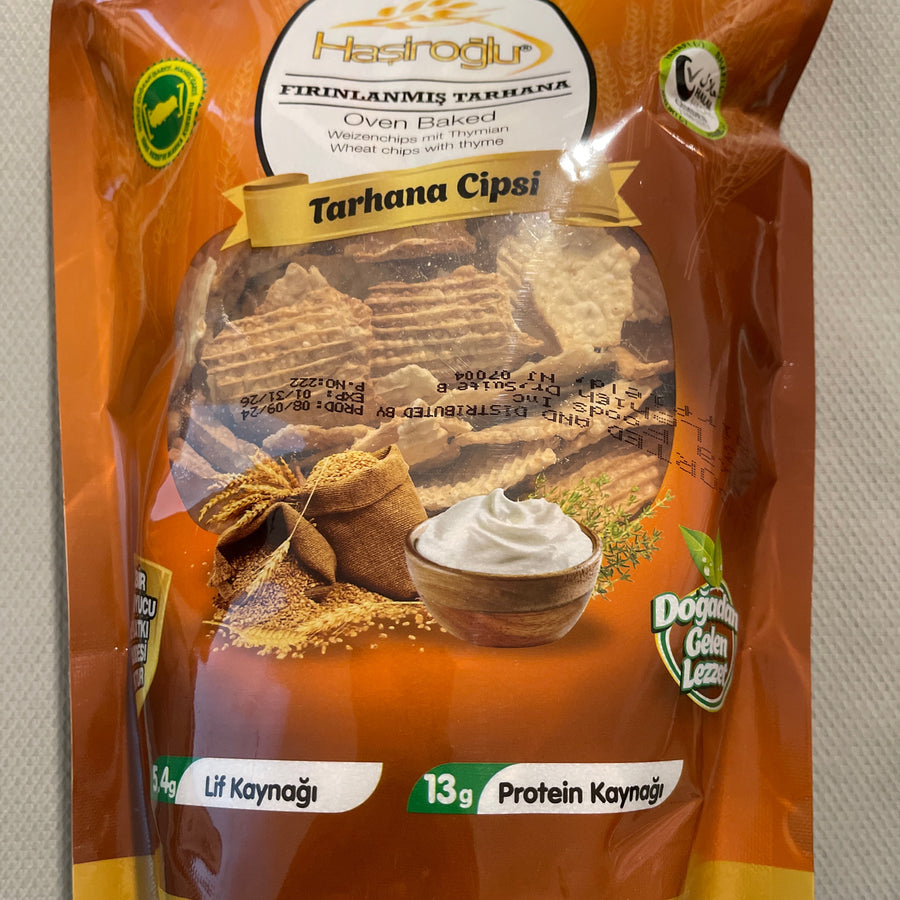 Hasıroğlu Oven Baked Tarhana Chips (Turkey) — front of pack at Exotic Snaxx Chicago