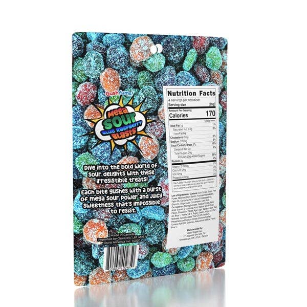 GushYums Mega Sour Blue Raspberry Blasts Gushing Gummy Candy (Canada) &mdash; second view