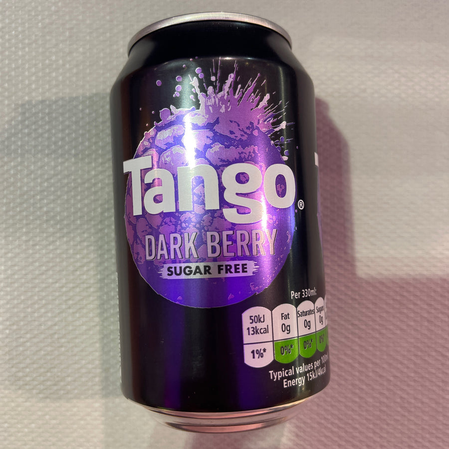 Tango Dark Berry Sugar Free Carbonated (UK) — front of pack at Exotic Snaxx Chicago