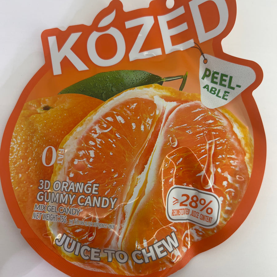 Kózed 3D Orange Gummy Candy (75g) — front of pack at Exotic Snaxx Chicago