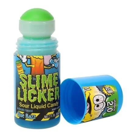New Version Sour Liquid Candy | Flavors: 1 Strawberry & 2 Blue Razz — front of pack at Exotic Snaxx Chicago