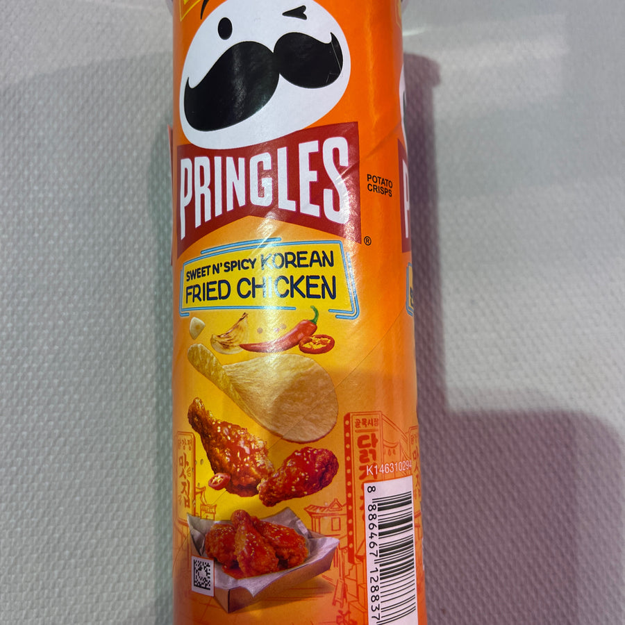 Pringles Sweet N Spicy Korean Fried Chicken — front of pack at Exotic Snaxx Chicago
