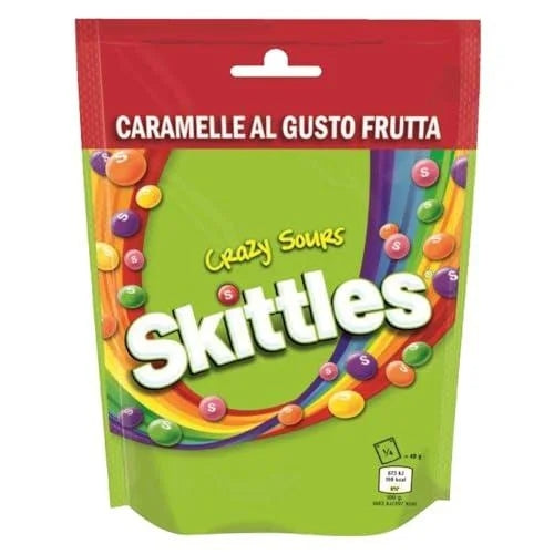 Original Skittles Crazy Sours Pouch Great Value Imported from the UK England — front of pack at Exotic Snaxx Chicago