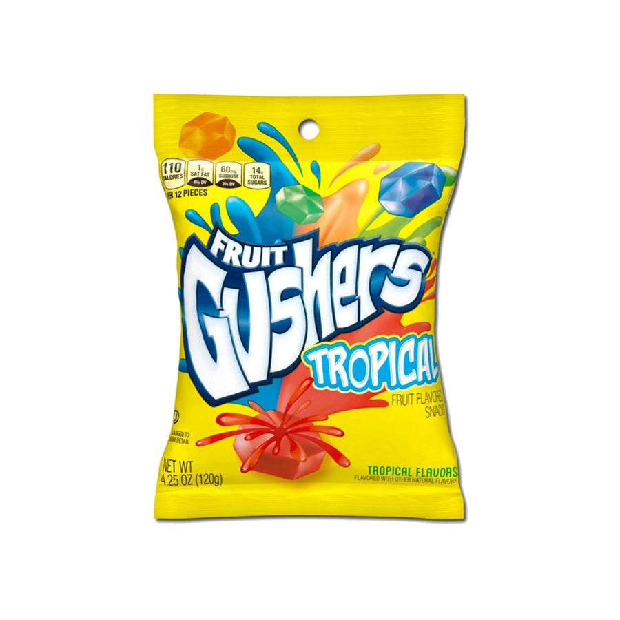 Gushers Tropical Fruit Flavored Snacks — front of pack at Exotic Snaxx Chicago