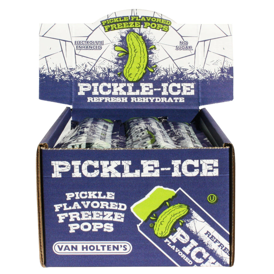 Van Holten's Pickle-Ice, Pickle Flavored Freeze Pops, — front of pack at Exotic Snaxx Chicago