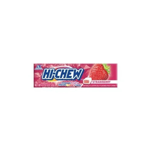 Morinaga Hi-Chew Strawberry Fruit Chews — front of pack at Exotic Snaxx Chicago