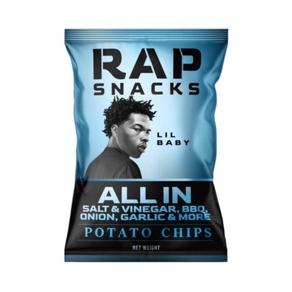 Rap Snacks Lil Baby All In Potato Chips (2.5oz) — front of pack at Exotic Snaxx Chicago