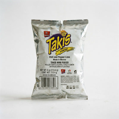 Takis Mini Fuego Chili and Pepper Lime Made in Mexico — nuclear heat tier snack at Exotic Snaxx Chicago