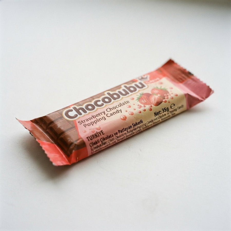Chocobubu Strawberry Chocolate Popping Candy Turkiye — front of pack at Exotic Snaxx Chicago