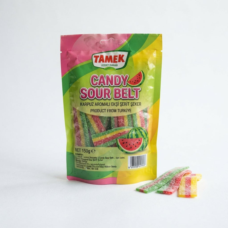 Candy Sour Belt Watermelon Product From Turkiye — front of pack at Exotic Snaxx Chicago