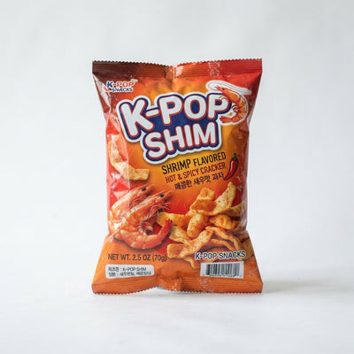 K-Pop Shim Shrimp Flavored Hot & Spicy Cracker — medium heat tier snack at Exotic Snaxx Chicago