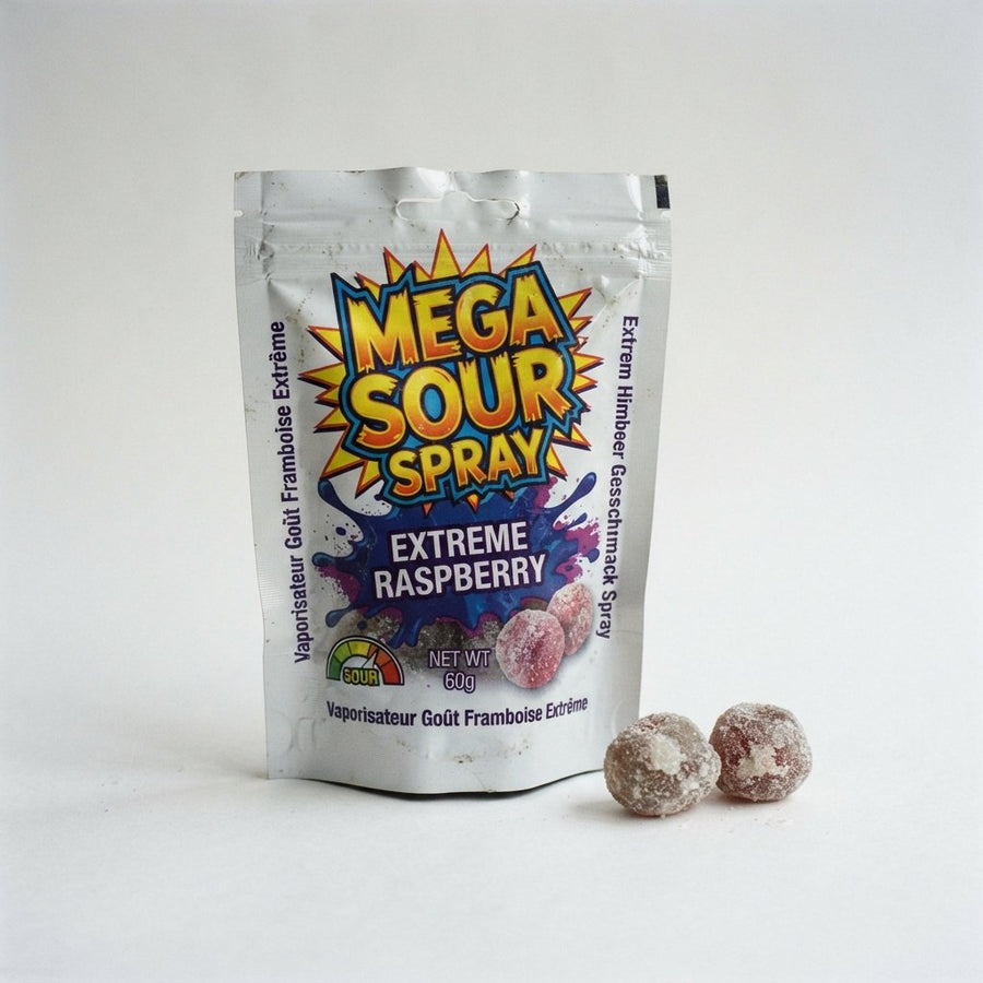 Mega Sour Spray — front of pack at Exotic Snaxx Chicago