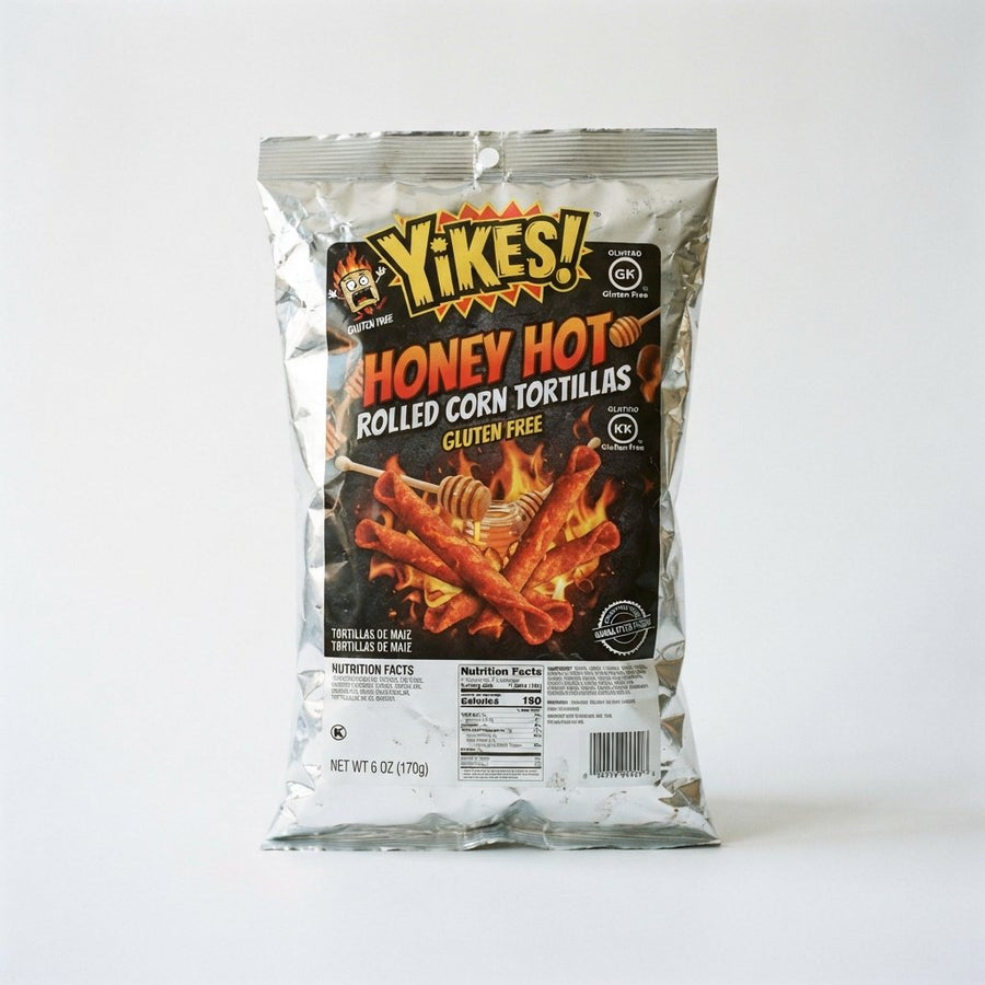 Yikes Honey Hot Rolled Corn Tortillas Gluten Free — front of pack at Exotic Snaxx Chicago