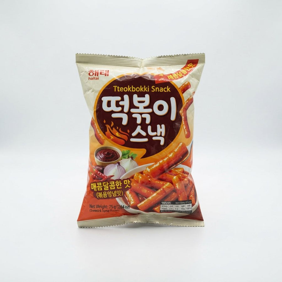 Haitai Tteokbokki Snack (South Korea) — front of pack at Exotic Snaxx Chicago