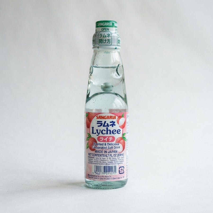Lychee Ramune ( Japan) — front of pack at Exotic Snaxx Chicago