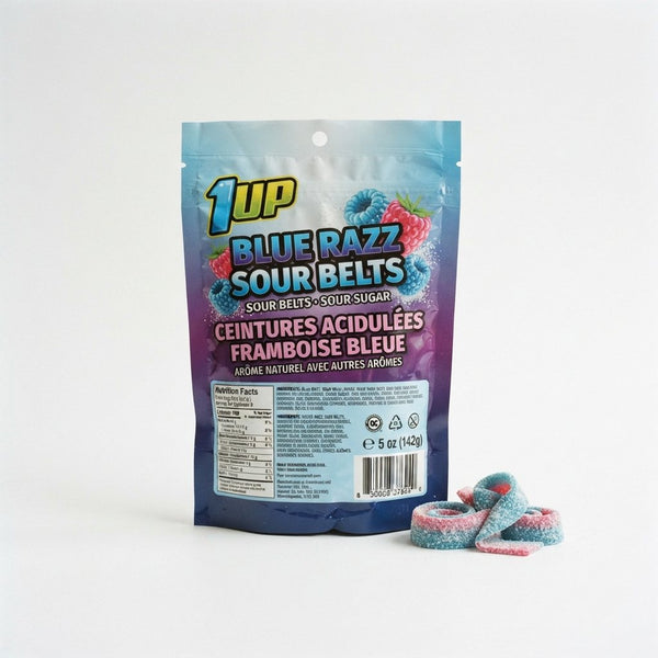 1Up Blue Razz Sour Belts