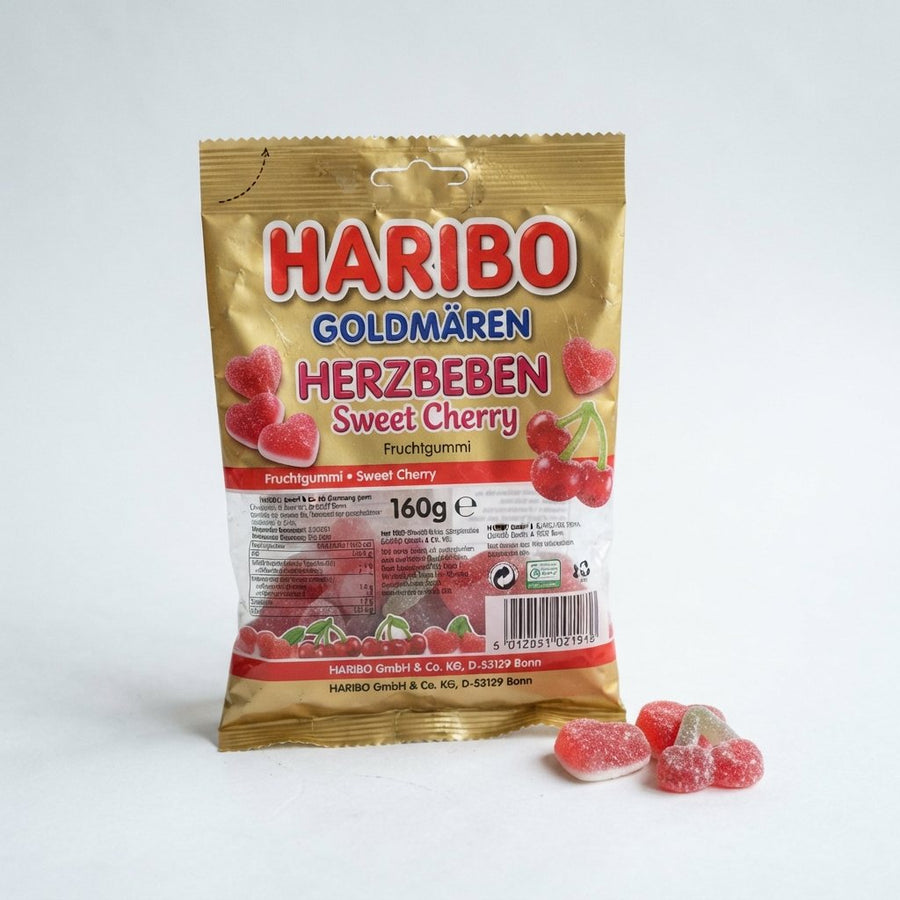 Haribo Herzbeben  Sweet Cherry( Germany ) — front of pack at Exotic Snaxx Chicago