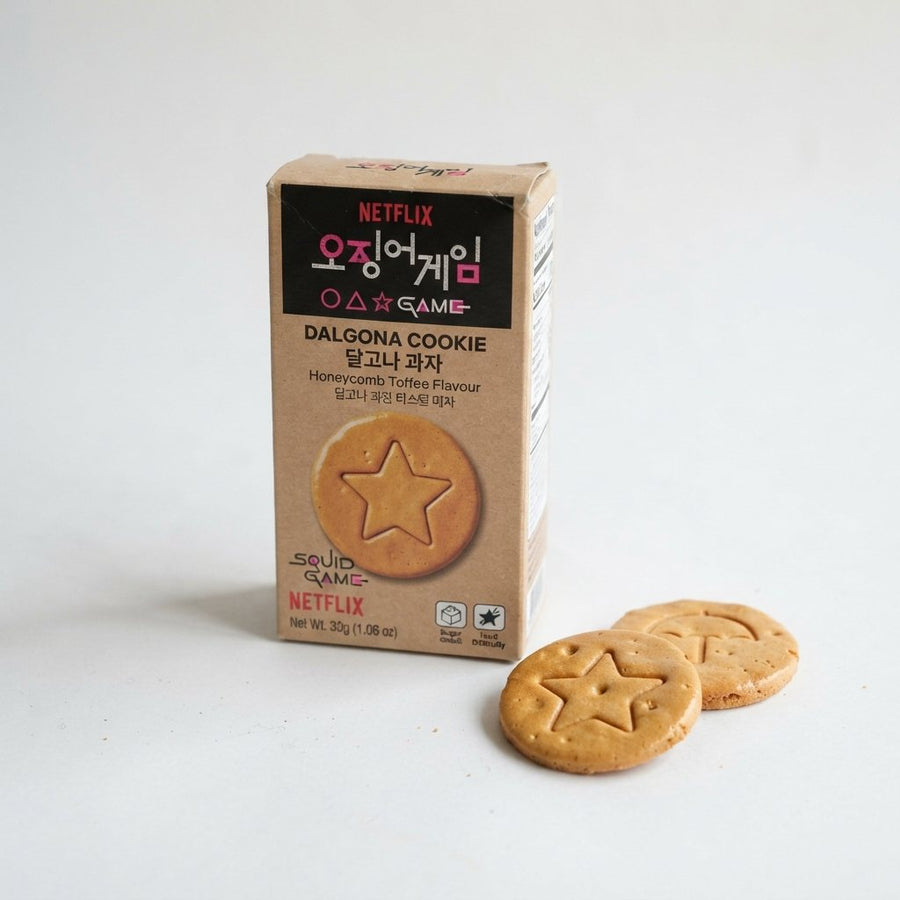 Netflix Squid Game Dalgona Cookie — front of pack at Exotic Snaxx Chicago